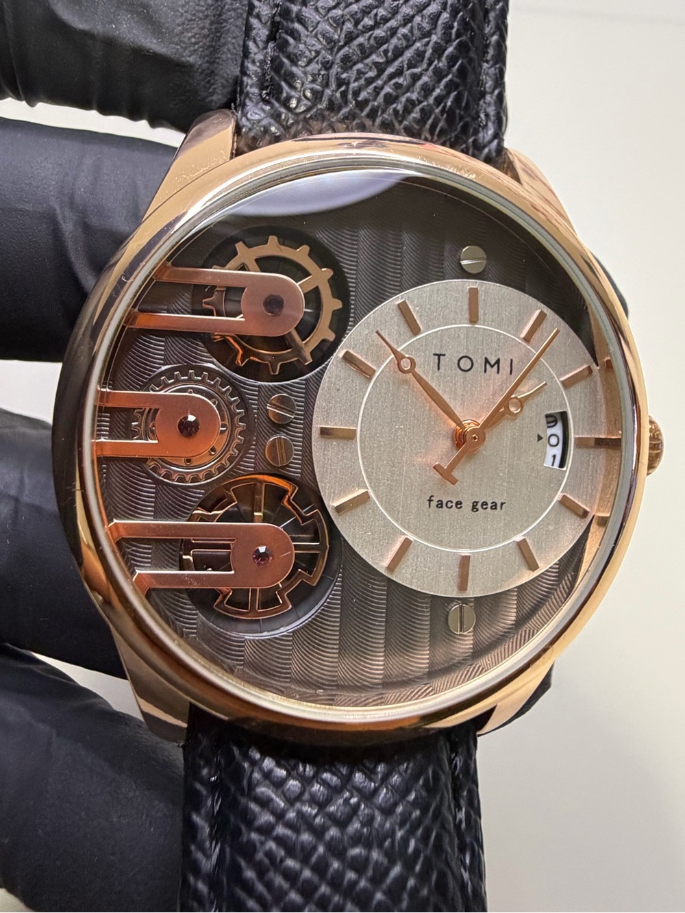 Tomi Face Gear T-106 Date Rose Gold 43mm Men’s Watch - Picture 4 of 13